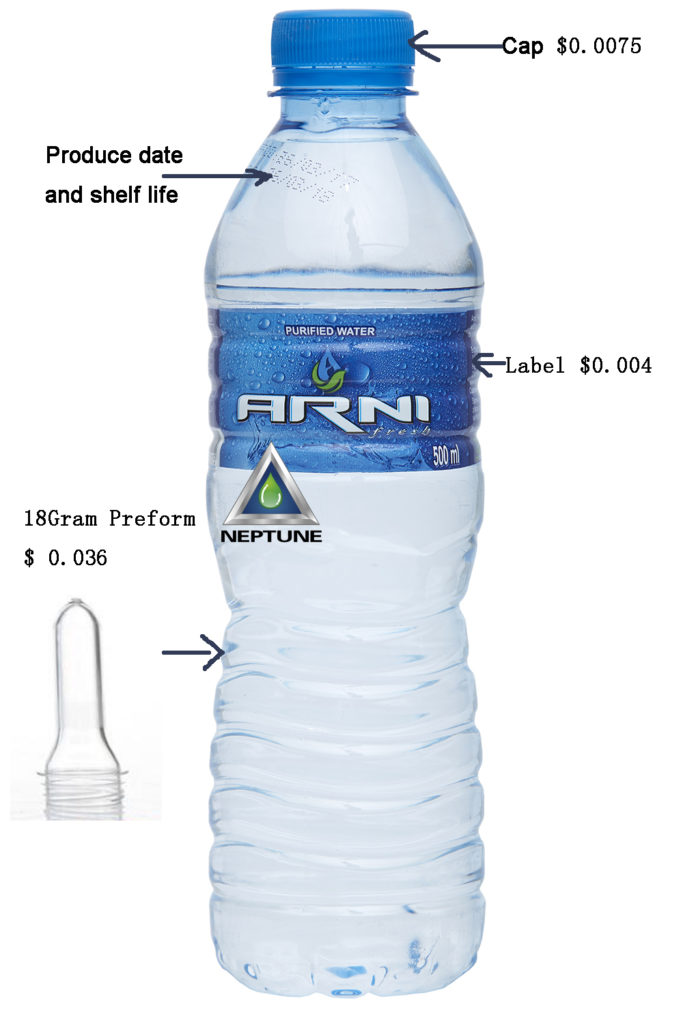 2000BPH Automatic water bottling plant 18 500ml purfied bottle water