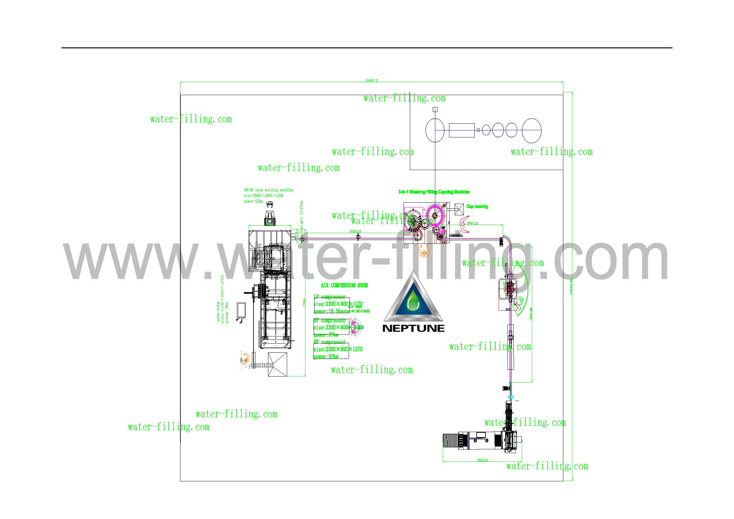 6000BPH Bottle water Production Line 2 6000BPH LAYOUT