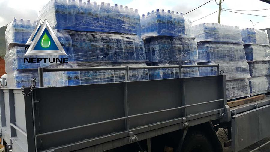CM-A4 Water Bottle Making Machine 10 bottle water plant loading wrap bottle water into truck for freight to