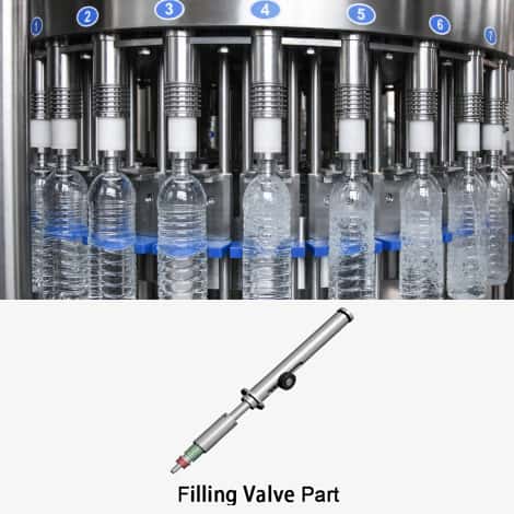 3in1 Mineral Water Bottling Machine 4 filling valve of the filling head 1